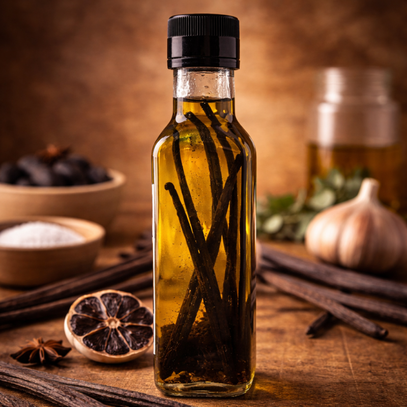 Huile d’ail noir à la vanille Bourbon Réunion Exotic Flavors 200 ml