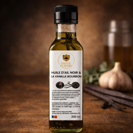 Huile d’ail noir à la vanille Bourbon Réunion Exotic Flavors 200 ml