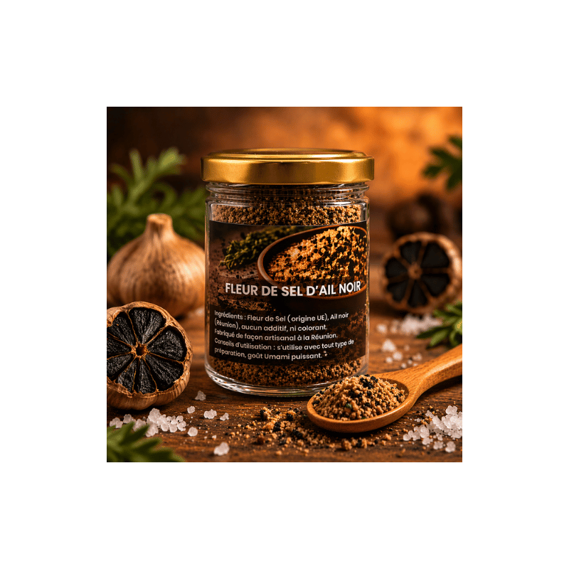 Fleur de sel d’ail noir Exotic Flavors La Réunion sel gourmet umami
