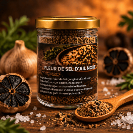 Fleur de sel d’ail noir Exotic Flavors La Réunion sel gourmet umami