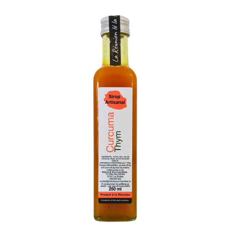 Sirop Curcuma Thym – Nature & Gourmandises | Sirop artisanal Réunion 250 ml