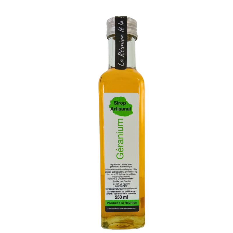 Sirop de Géranium – Nature & Gourmandises | L’expression florale d’exception réunionnaise Élaboré avec exigence par Nature & Gou
