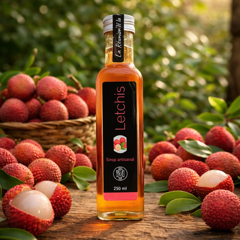 SIROP DE LETCHIS – Nature & Gourmandises Élaboré avec exigence par Nature & Gourmandises, ce sirop de letchis incarne toute la d
