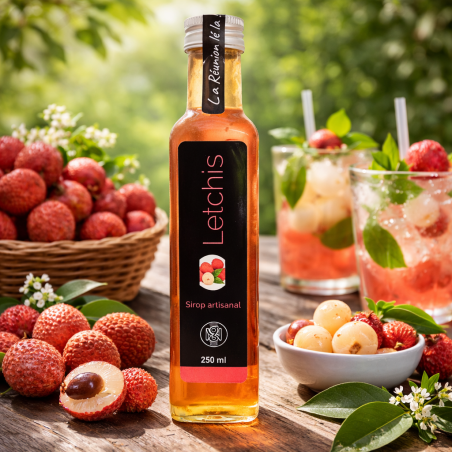 SIROP DE LETCHIS – Nature & Gourmandises Élaboré avec exigence par Nature & Gourmandises, ce sirop de letchis incarne toute la d