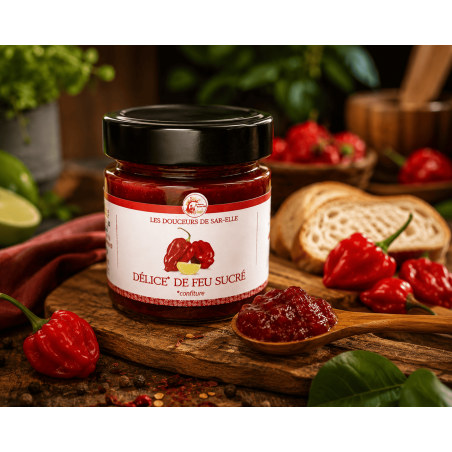 Les Douceurs de Sar'elle – Délice de Feu Sucré | Confiture Artisanale de Piment Réunion  (67 caractères)