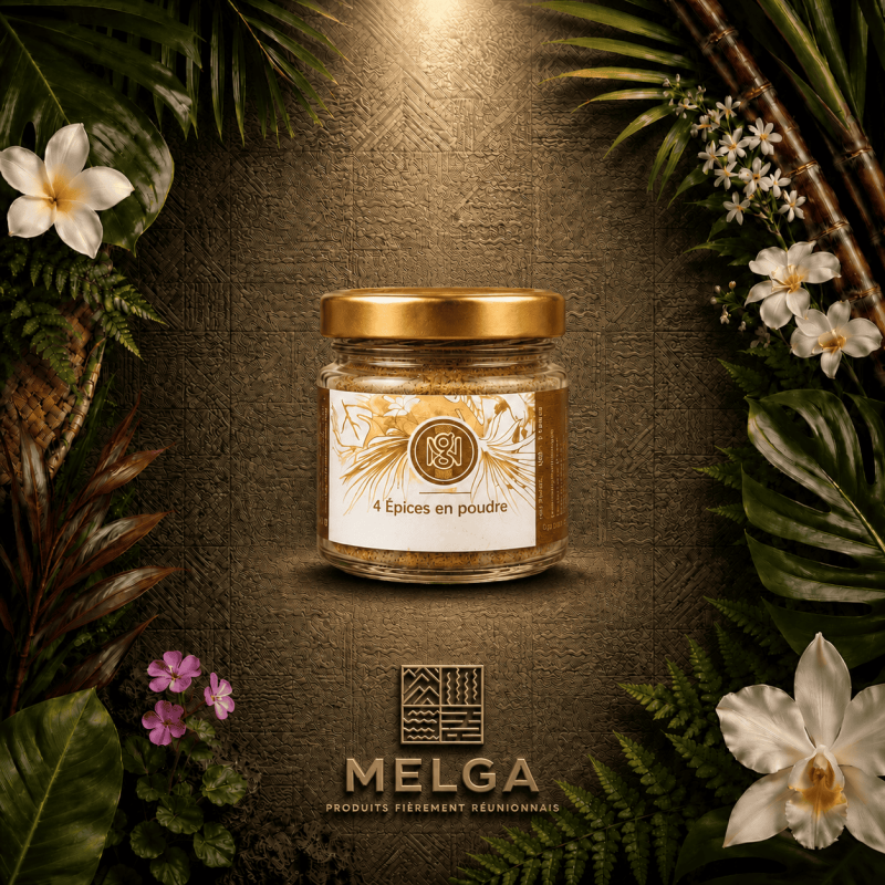 4 Épices en poudre 35g – Mélange d’épices réunionnais artisanal