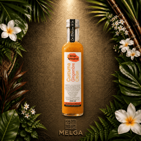 Sirop Curcuma Gingembre Citron – Nature & Gourmandises  Sirop artisanal Réunion 250 ml – Épicerie fine La Réunion
