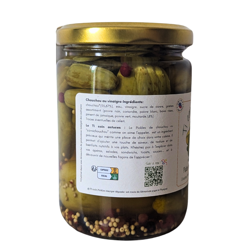 Pickles de Chouchou ou Chayotte– Ti Coin Pickels | Frais, croquant et 100% local