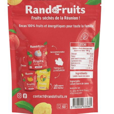Letchi séché RandoFruits – Énergie naturelle & saveur exotique | MELGA.re