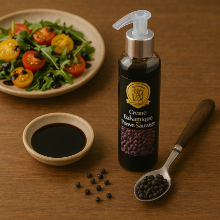 La Crème Balsamique au Poivre de la Maison du Curcuma né de la collaboration entre la maître Vinaigrier CHAIX et Mémé Rivière